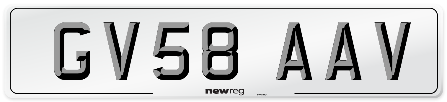 GV58 AAV Number Plate from New Reg